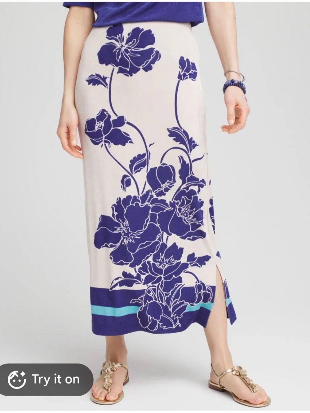 NWT Chico’s Travelers SoFi Bloom Midi Skirt